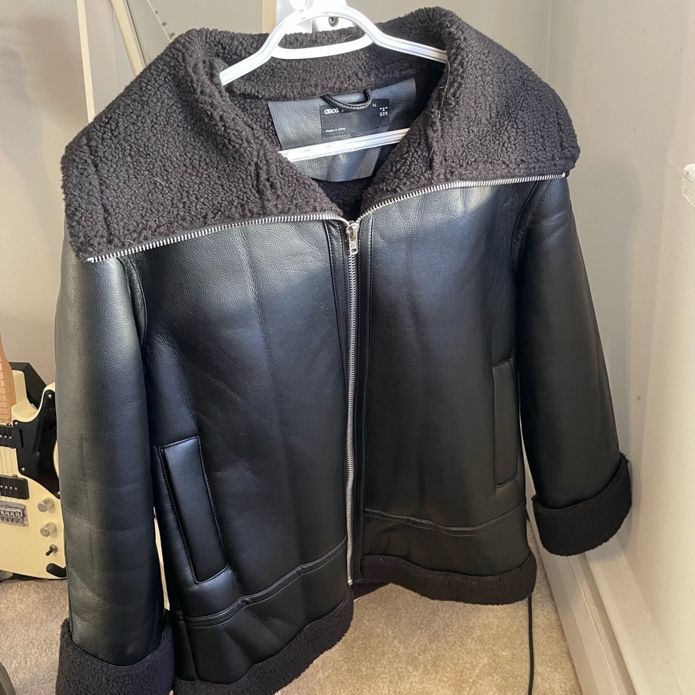 Asos black leather jacket